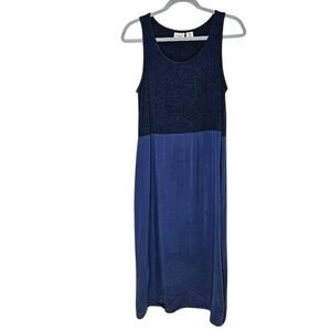 Marina Luna Maxi Dress Blue Sleeveless Casual Comfortable Gauzy Flowy M Womens